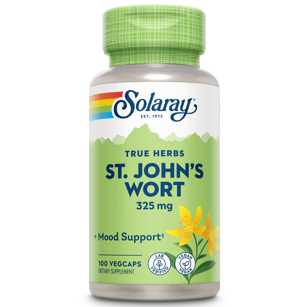 Front view of SOLARAY St Johns Wort 325 mg Whole Aerial bottle