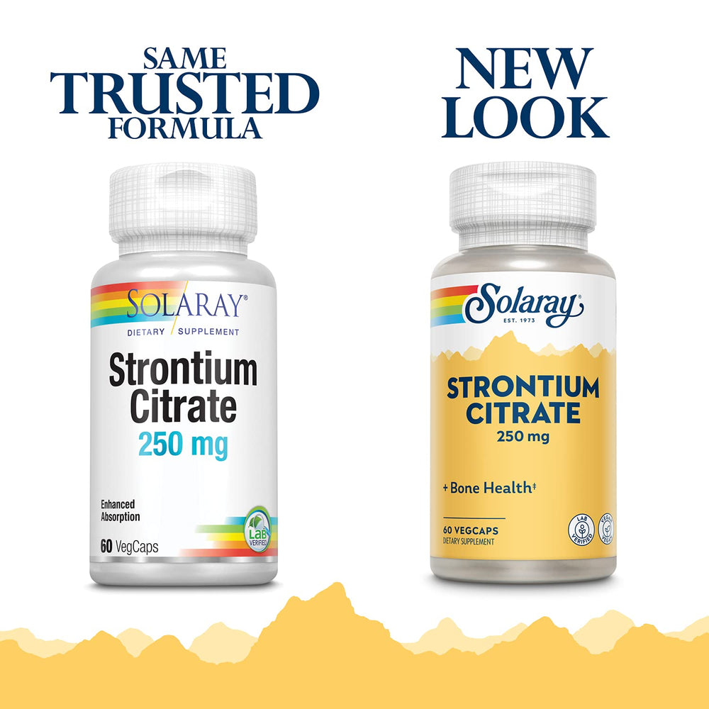 Close-up of Solaray Strontium Citrate 250 mg label