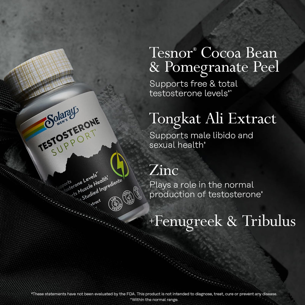 SOLARAY Tongkat Ali extract capsule highlighting libido support potential.