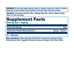 Vitamin B-1 (Thiamine) 100 mg supports energy metabolism, skin and brain