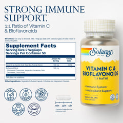 Label for SOLARAY Vitamin C 500mg bioflavonoids