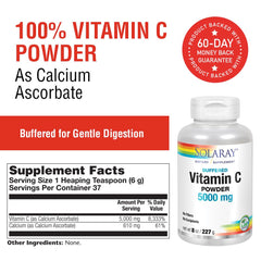 Close-up of calcium ascorbate on SOLARAY label