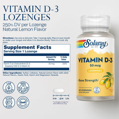 Close-up of lemon-flavored Vitamin D3 lozenges