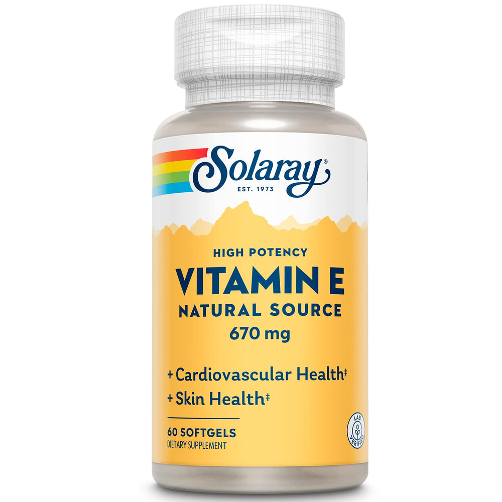 Solaray Vitamin E 1000 IU softgel bottle on white background