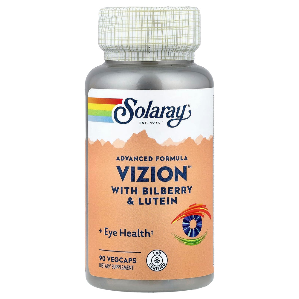 Front view of SOLARAY Vizion Veg Cap Bottle (Bottle-Plastic) 42mg 90ct