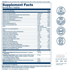 Nutrition facts panel for SOLARAY Once Daily Woman Multivitamin with Iron