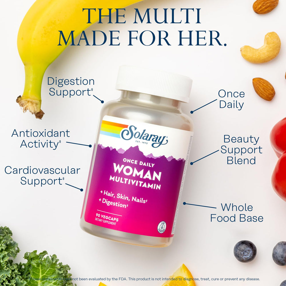 Close-up of B vitamins in SOLARAY women's multivitamin for energy