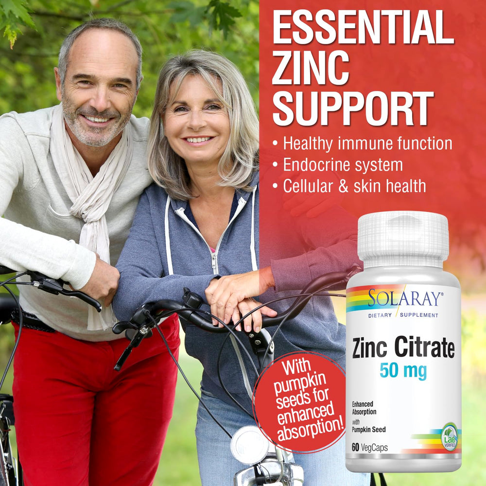 Nutritional ingredients and supplement facts panel for Solaray Zinc Citrate