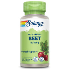 Close-up of SOLARAY Beet Root 605mg bottle label