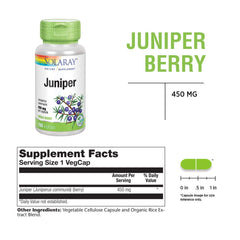 SOLARAY Juniper Berry 450 mg vegan capsules (100 VegCaps)