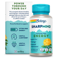 Bottle of Solaray SharpMind Energy front view