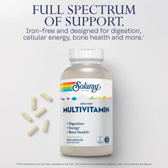 Digestive enzymes and iron-free designation on packaging