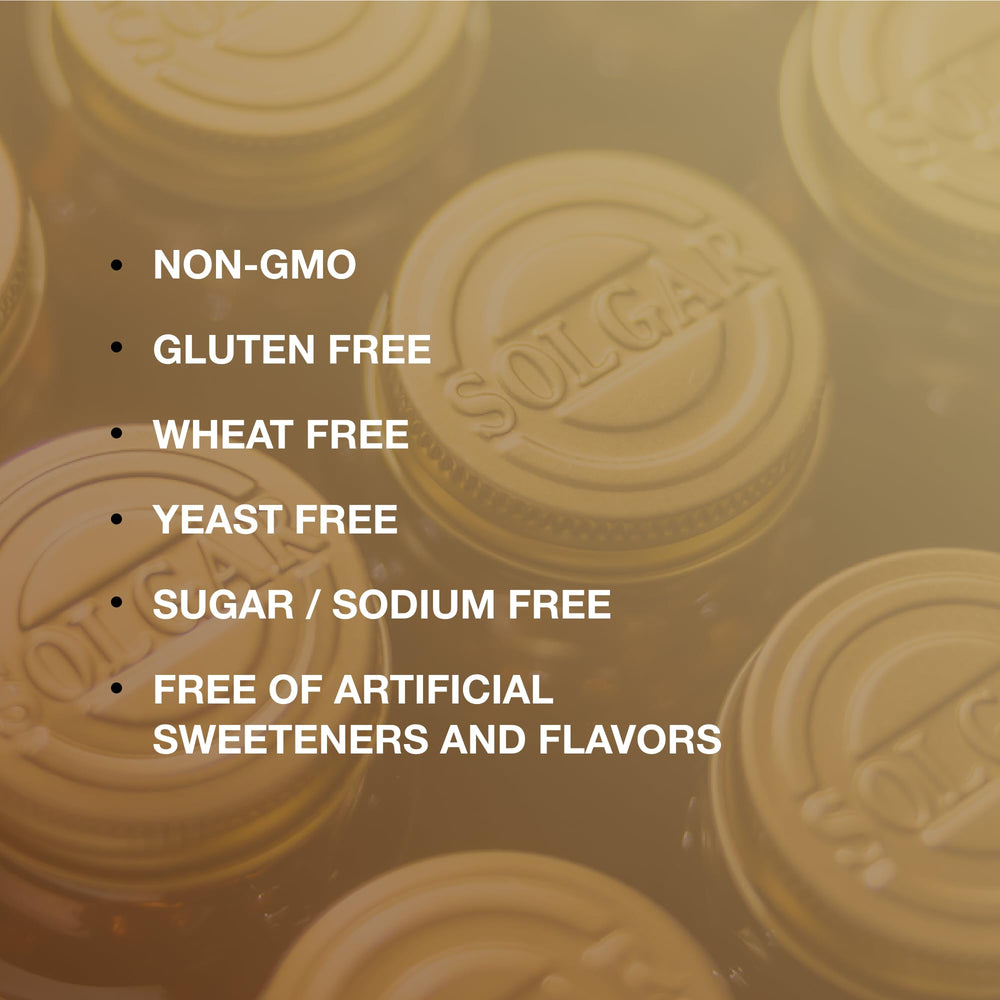 Solgar B-Complex 100 packaging with vegan symbol