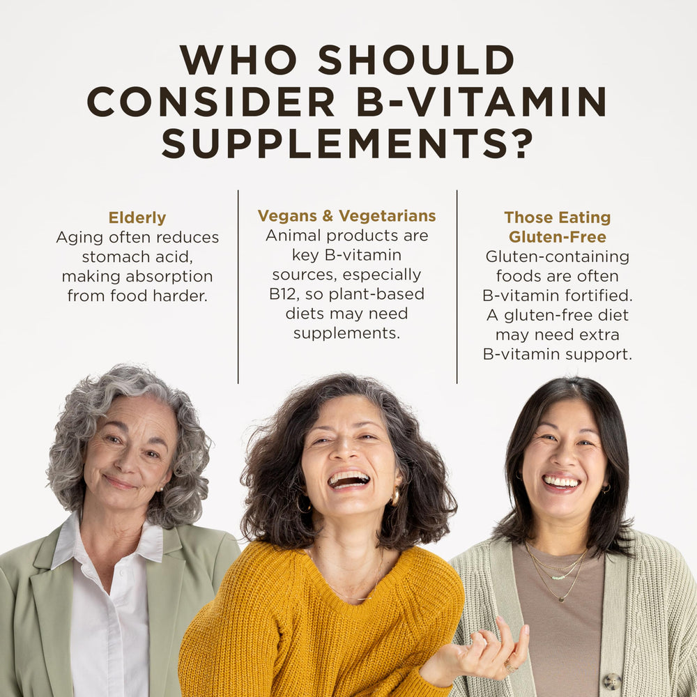 Nutrition label close-up for Solgar B-Complex 100 Vitamin B complex