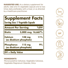 Biotin 5000 mcg per serving text on bottle label