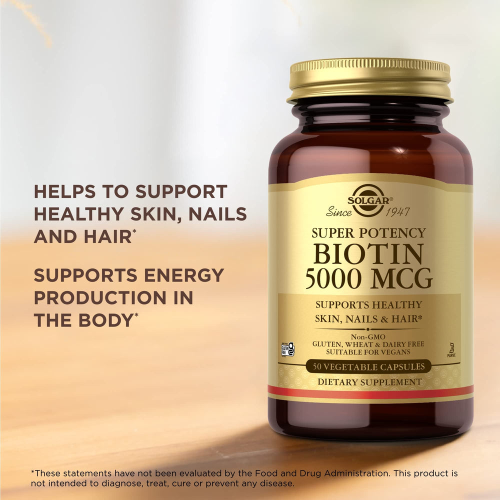 Solgar Biotin 5000 mcg 2-pack skin hair nails benefits
