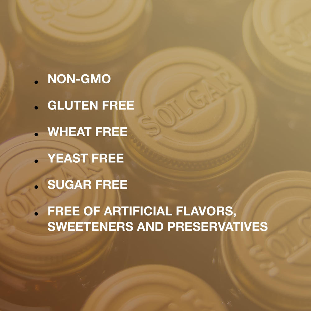 Serving size and total servings information for Solgar product