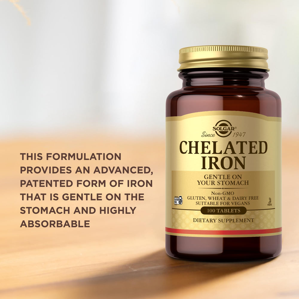 Non-GMO vegan gluten-free dairy-free Solgar Chelated Iron