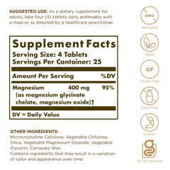 Close-up of Solgar Chelated Magnesium tablets