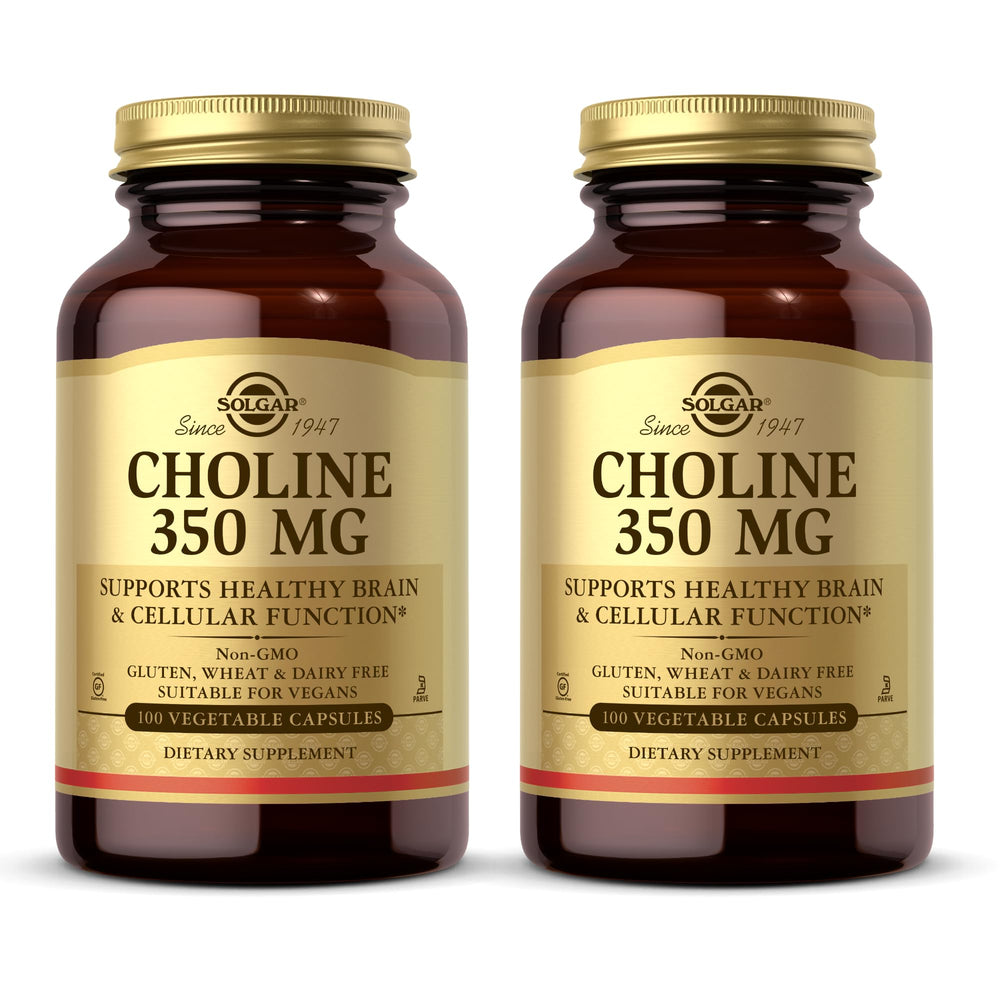 Solgar Choline 350 mg 100 Vegetarian Capsules 2-pack front view