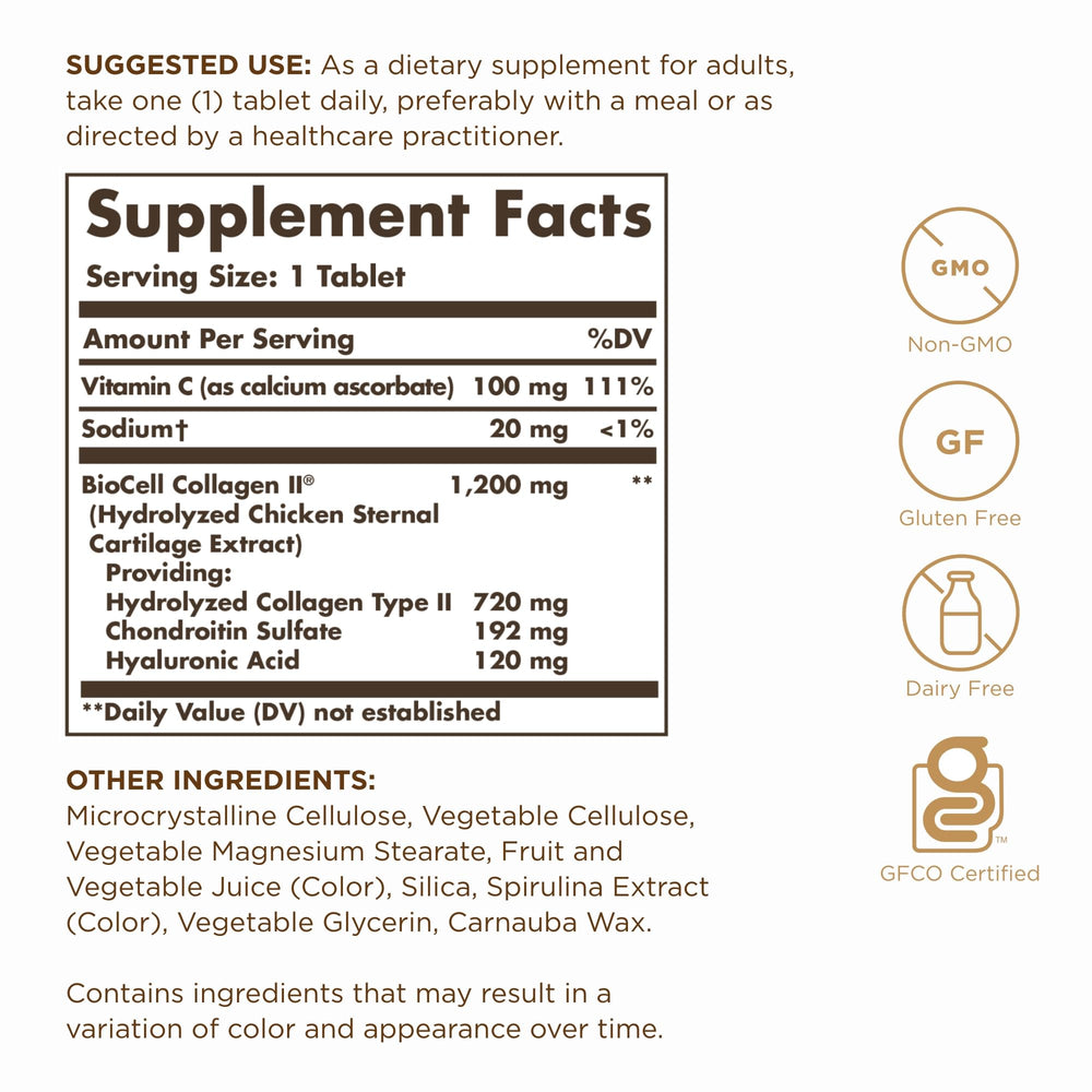 Two-pack of SOLGAR Collagen Hyaluronic Acid Complex bottles