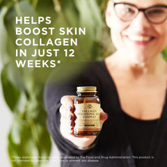 Lifestyle-style product shot featuring SOLGAR Collagen Hyaluronic Acid Complex