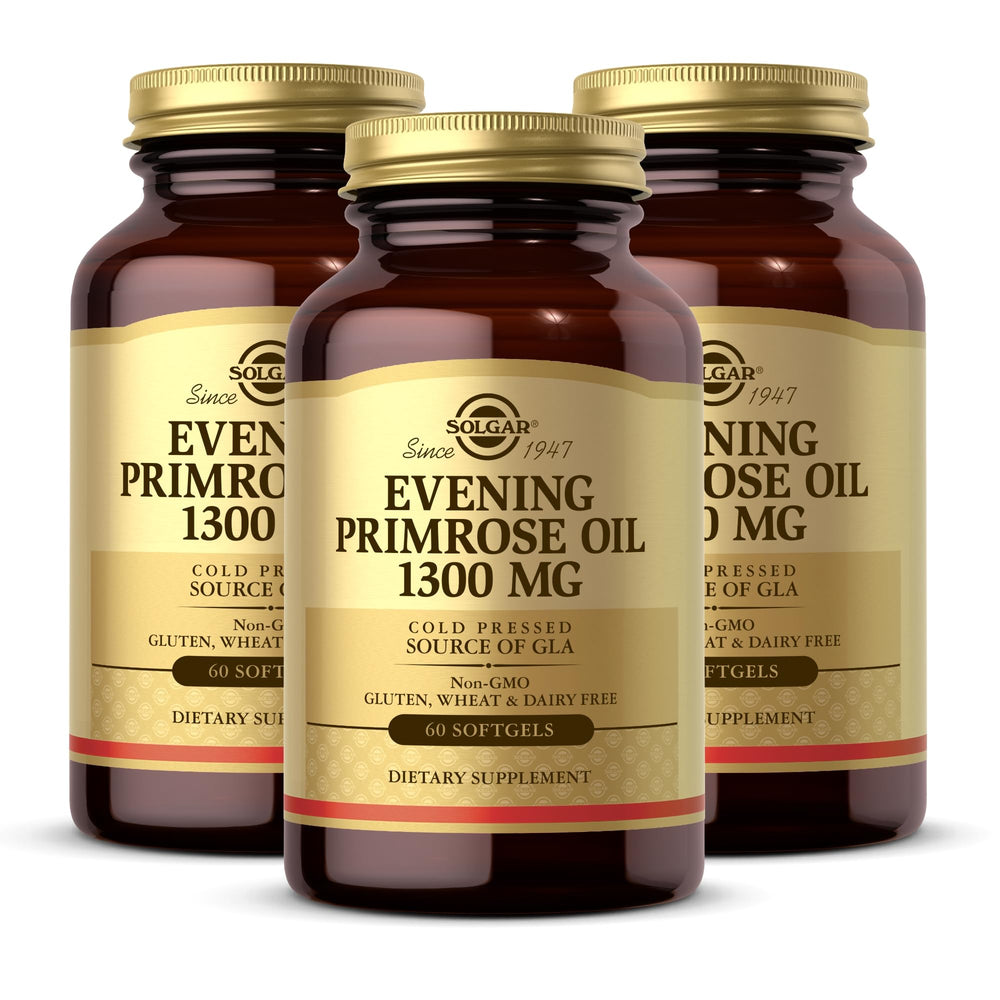 Solgar Evening Primrose Oil 1300 mg bottle with 60 softgels – Pack of 3