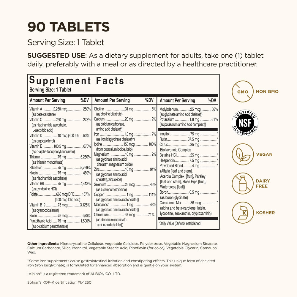Solgar Formula VM-75 ingredients list
