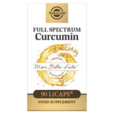 Solgar Full Spectrum Curcumin bottle with 90 LiCaps on a clean background