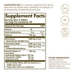 Solgar Glucosamine Hyaluronic Acid Chondroitin MSM bottle side view