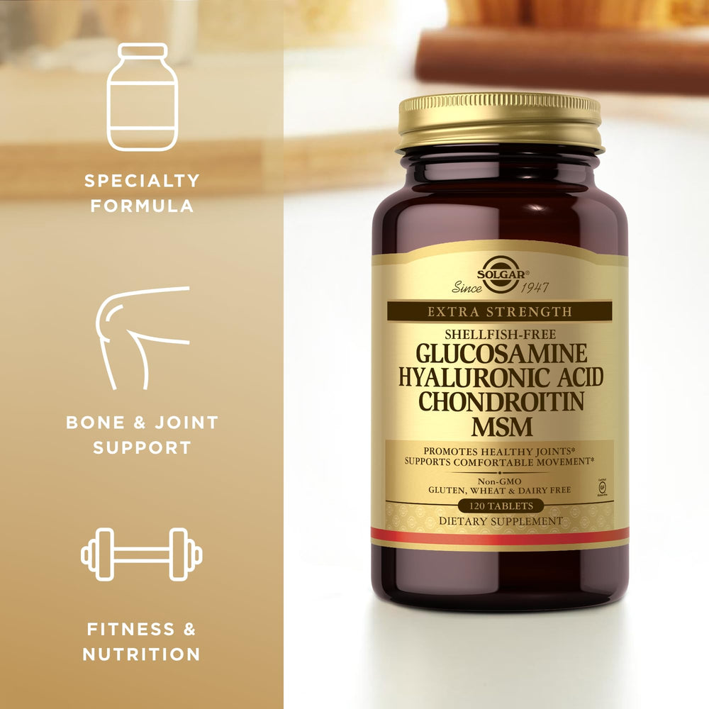 Solgar Glucosamine Hyaluronic Acid Chondroitin MSM label