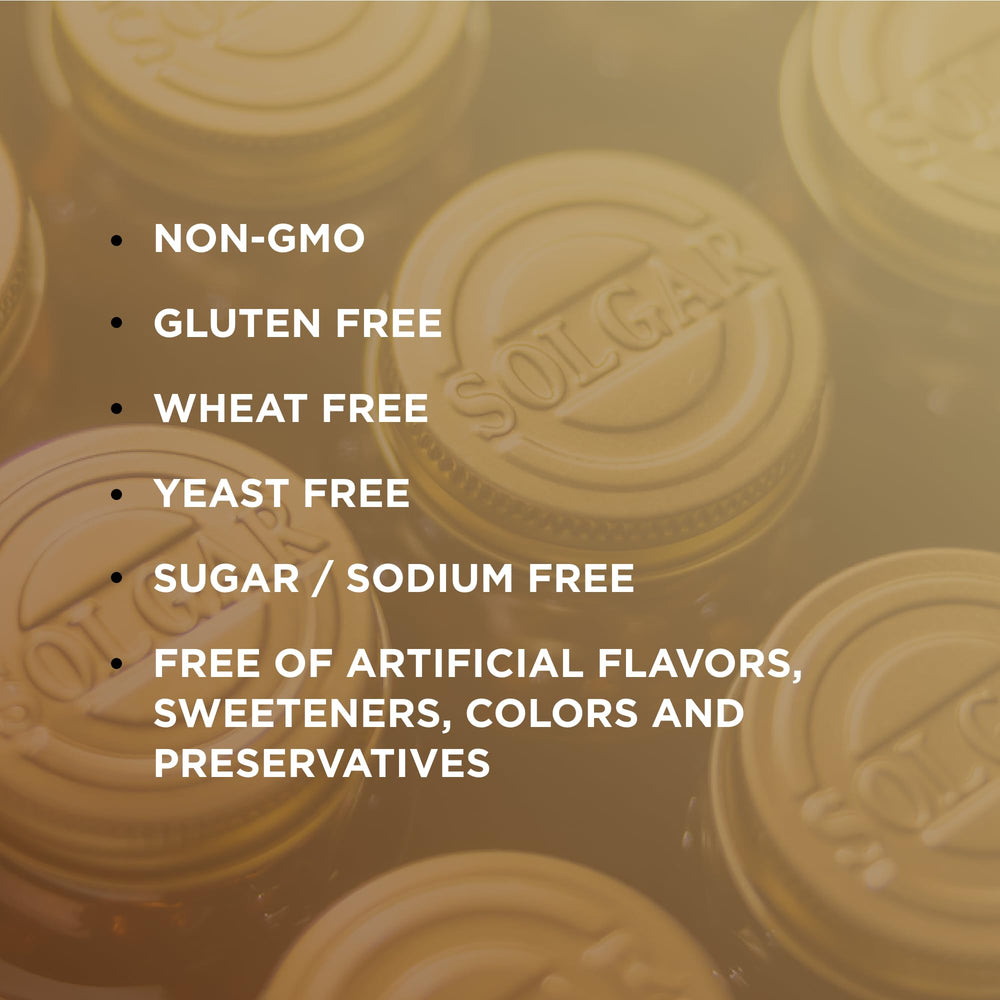 Solgar quality promise and product details on label