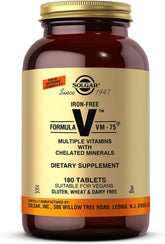 Solgar Iron-Free VM-75 bottle with 180 tablets