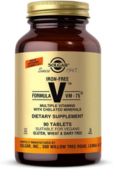 Solgar Iron-Free VM-75 bottle with 90 tablets