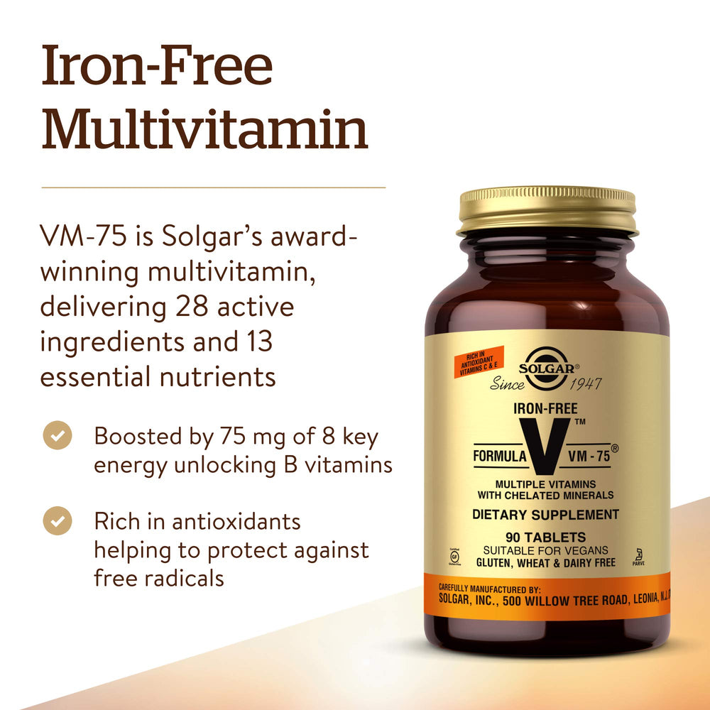 Vitamins and ingredients in Solgar Iron-Free VM-75
