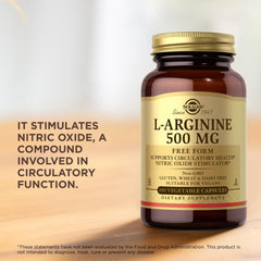 Gluten Free, Non-GMO, Vegan Solgar L-Arginine packaging