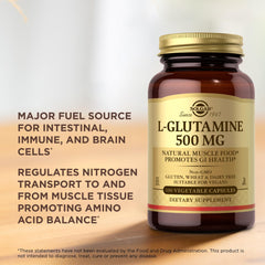 Front view of Solgar L-Glutamine bottle