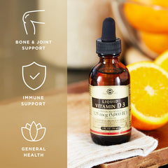 Solgar Vitamin D3 bottle on kitchen counter