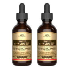 Solgar Liquid Vitamin D3 125 mcg (5,000 IU) orange liquid in amber bottle