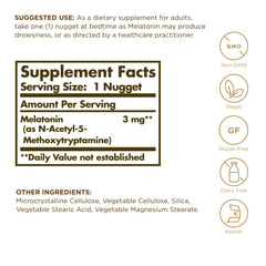 Solgar Melatonin 3 mg bottle – back label