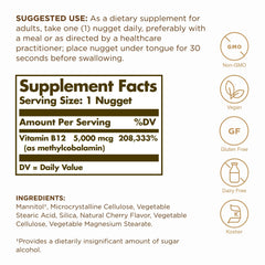 Solgar Sublingual Methylcobalamin Nuggets melting under tongue