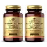 Solgar Methylcobalamin B12 1000 mcg bottle with 60 nuggets in a 2-pack