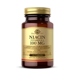 Solgar Niacin 100 mg bottle with label