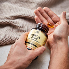 Solgar Omega 3-6-9-60 Softgels bottle on white background