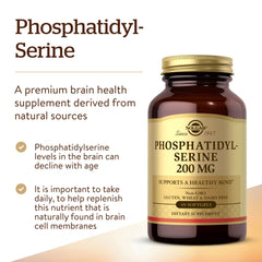 Close-up of Solgar Phosphatidyl-Serine 200 mg label