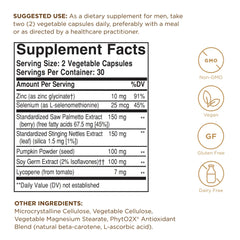 Close-up of Solgar Prostate Support bottle label