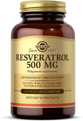 Solgar Resveratrol 500 mg bottle with label
