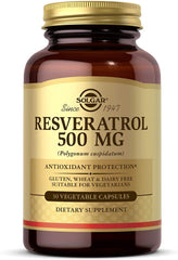 Solgar Resveratrol 500 mg bottle with label