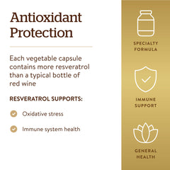 Bottle with Solgar Resveratrol capsules on white background