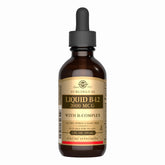 Solgar Sublingual Liquid B-12 2000 mcg with B-Complex bottle and label (2 oz)
